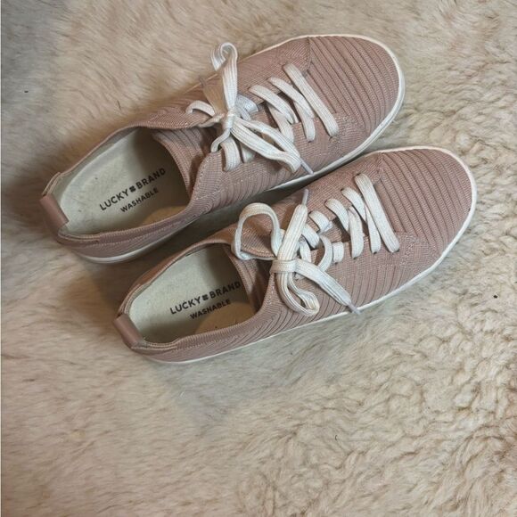 Lucky Brand Pink and White Sneakers with Textured Knit Upper - Picture 8 of 8
